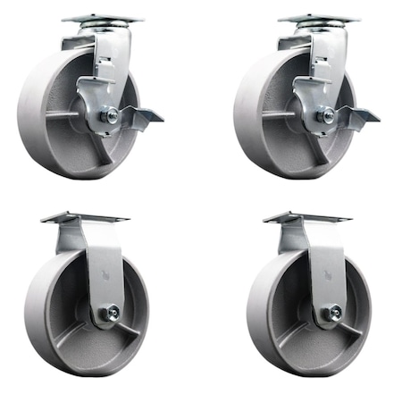 Service Caster Tool Box Caster Wheel Set 6'' Semi Steel Cast Iron